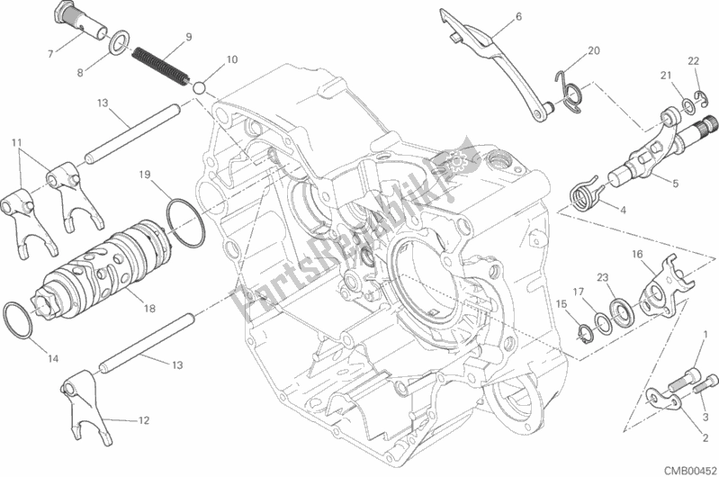 Alle onderdelen voor de Schakelnok - Vork van de Ducati Scrambler Icon Thailand 803 2016